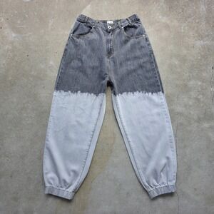 POL Jean Size M (28 Waist) Gray Two Tone Joggers Boho Wide Leg Baggy Cuffed